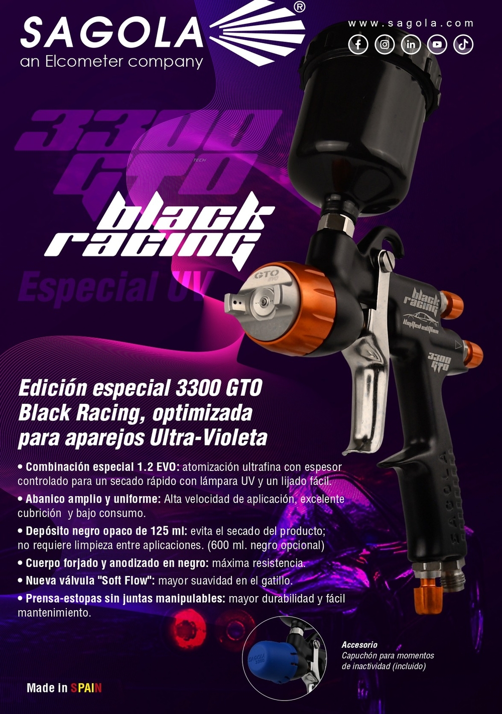 La nouvelle Sagola 3300 GTO Black Racing UV applique juste ce qu’il faut, ni plus, ni moins.